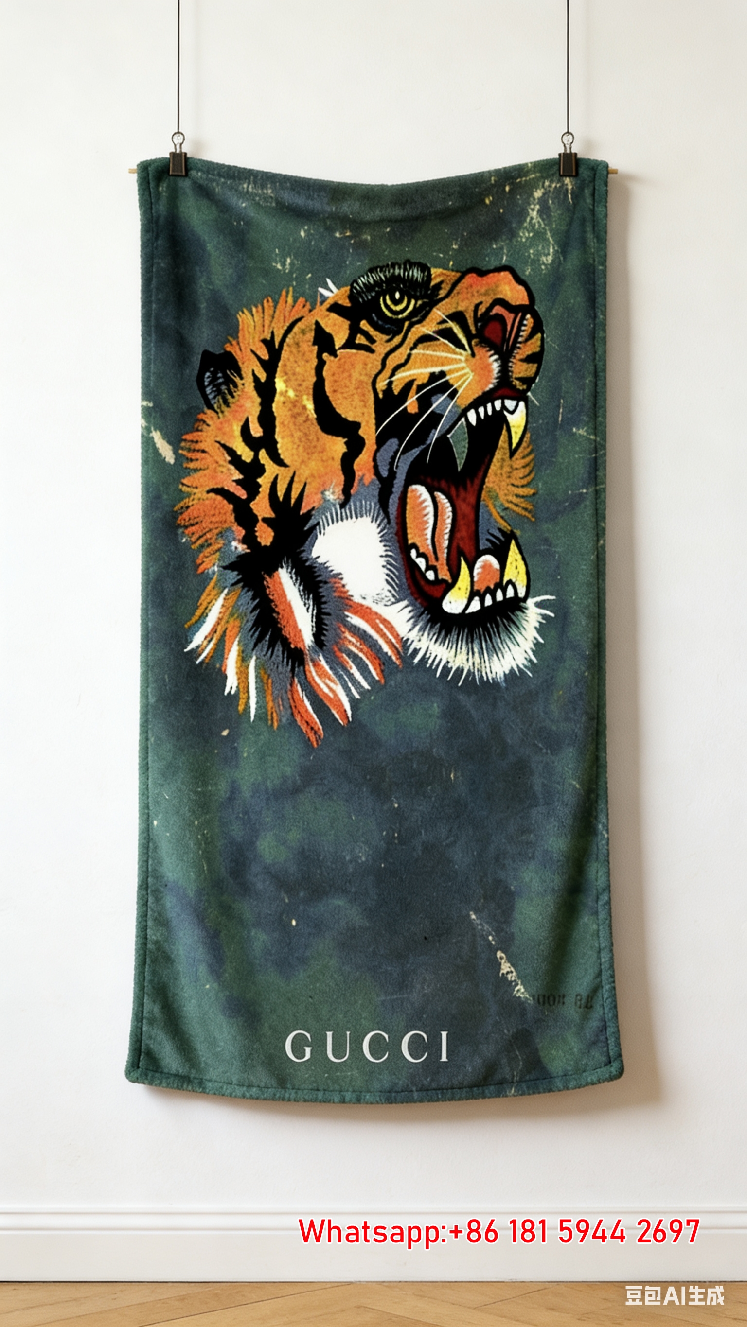 Gucci Vintage Tiger Head throw Blanket Gucci Retro Tiger Tapestry IMG_2742